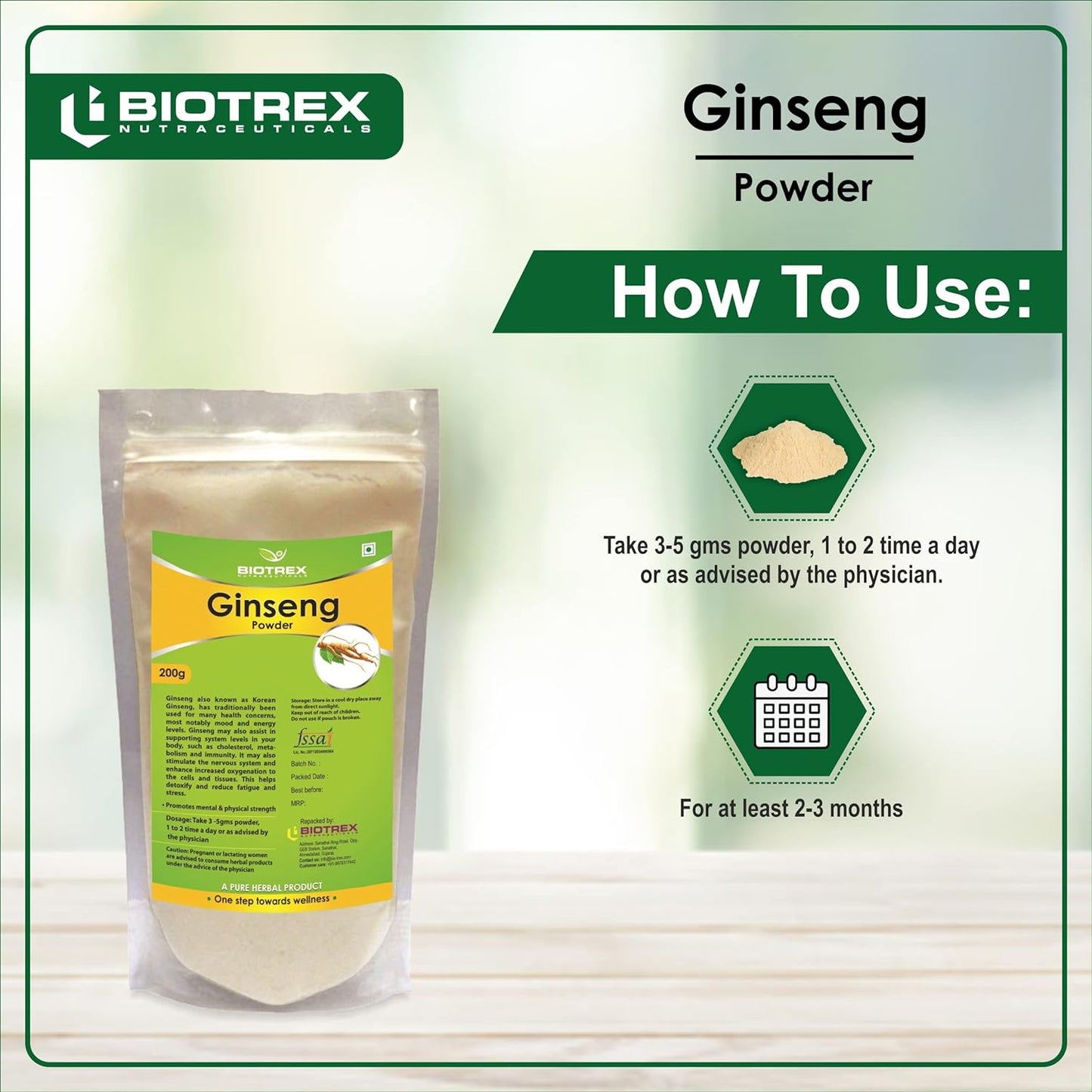 Biotrex Nutraceuticals Ginseng Herbal Powder - 200 G