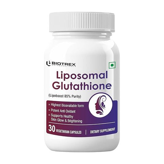 Biotrex Nutraceuticals Liposomal Glutathione 85% Lipoboost High Purity Form, Supports Healthy Skin Health - 30 Veg Capsules