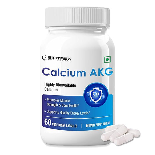 Biotrex Nutraceuticals Calcium Alpha Ketoglutarate CA AKG Supplement Supports Energy & Muscle Strength, Healthy Aging, For Men & Women - 60 Veg Capsules