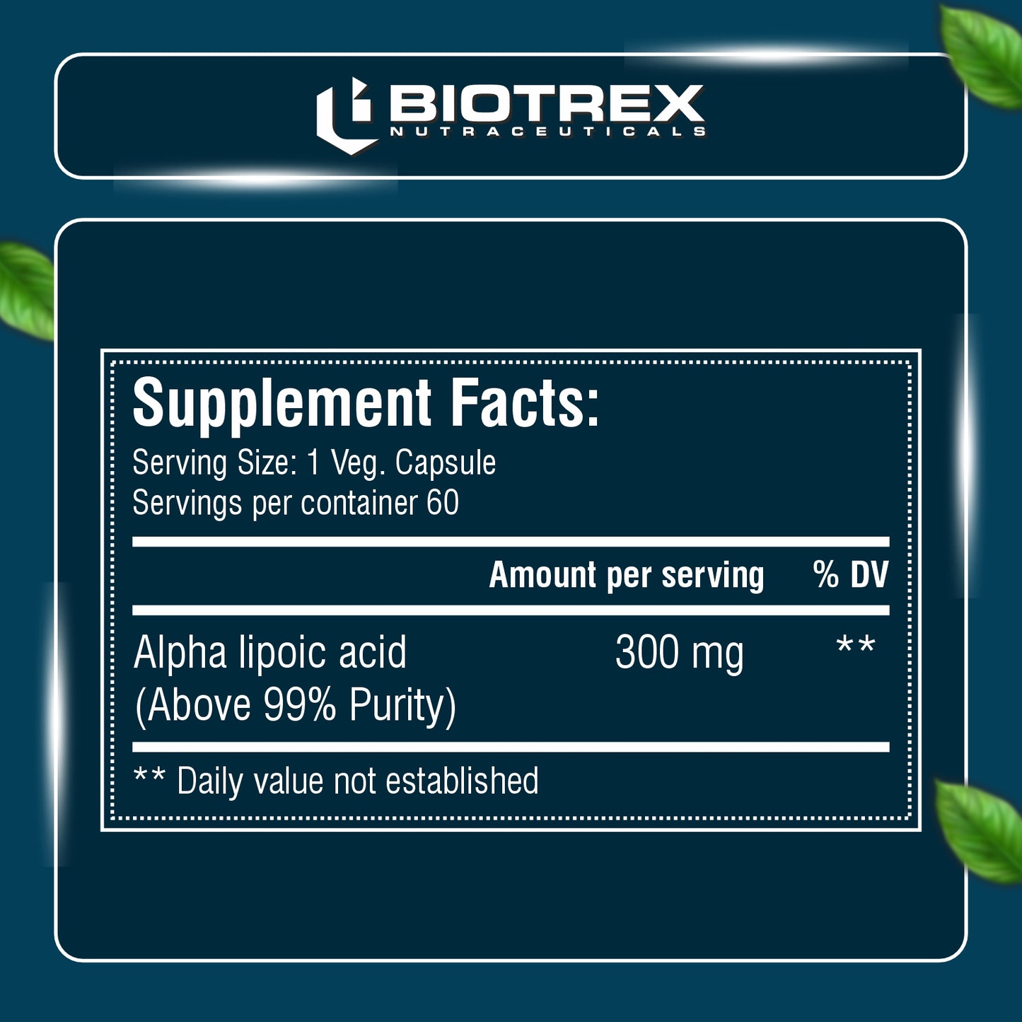Biotrex Alpha Lipoic Acid 300mg - 60 Capsules
