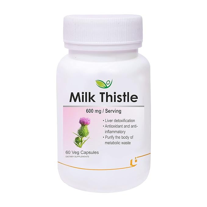 Biotrex Nutraceuticals Milk Thistle 600mg (Silybum Marianum Etract) - 60 Veg Capsules, Supports Liver Health, Liver Detox for Men and Women