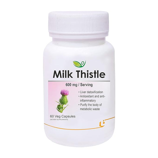 Biotrex Milk Thistle 600mg (Silybum Marianum Etract) - 60 Veg Capsules, Supports Liver Health, Liver Detox for Men and Women