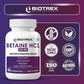 Biotrex Betaine HCL 650mg with Pepsin | Enzyme Support | Gut Health | Water Balance | Supports Nutrient Absorption & Reduces Fat - 60 Veg Capsules