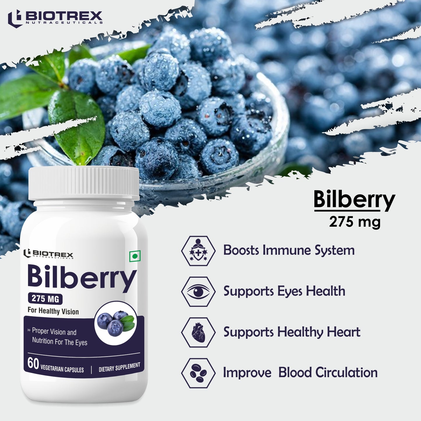 Biotrex Bilberry 275mg - 60 Capsules