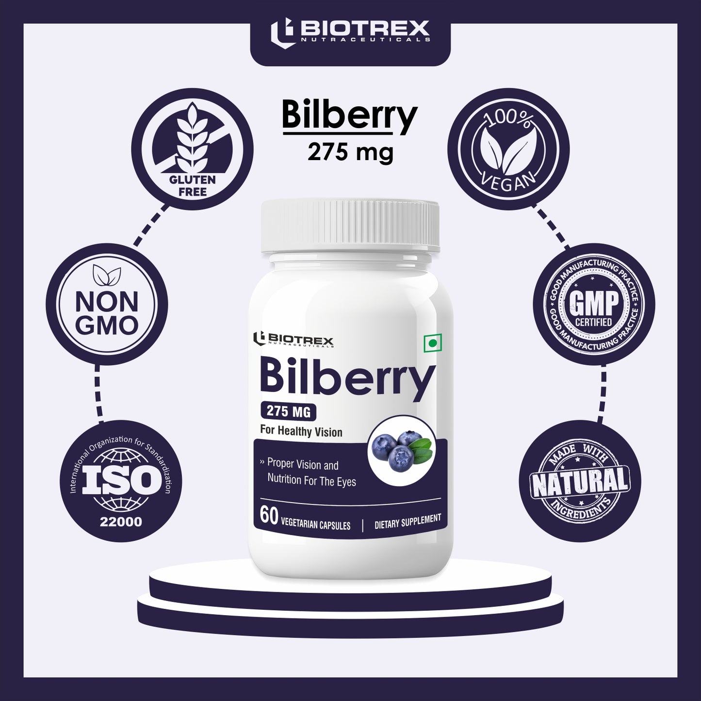 Biotrex Bilberry 275mg - 60 Capsules