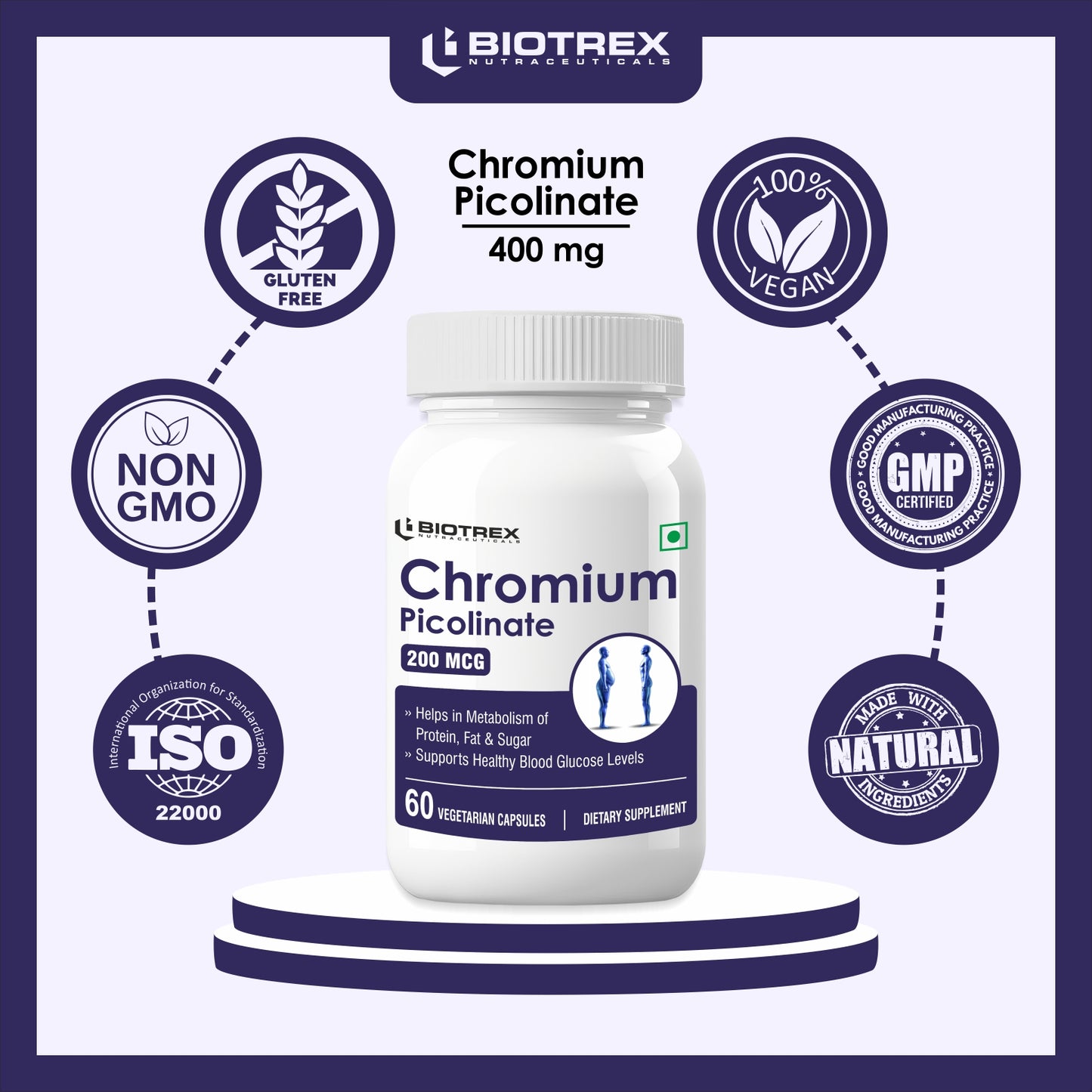 Biotrex Chromium Picolinate 200mcg - 60 Capsules