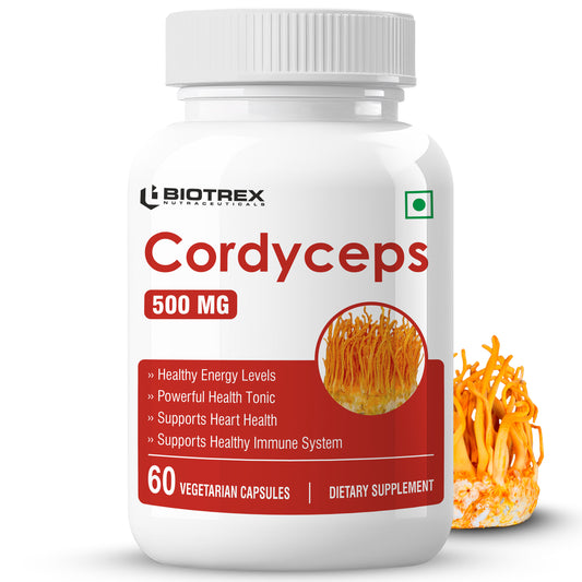 Biotrex Cordyceps 500mg-60 Veg Capsules Increases Energy, Stamina & Athletic Performance Enhancement