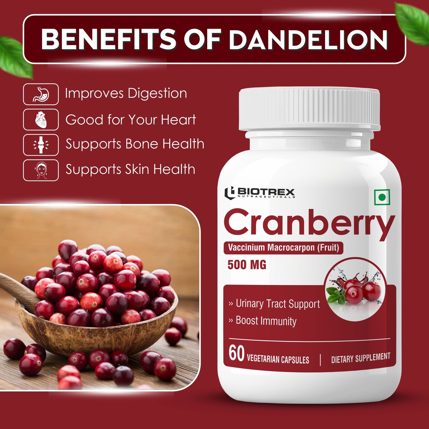 Biotrex Cranberry 500mg - 60 Capsules
