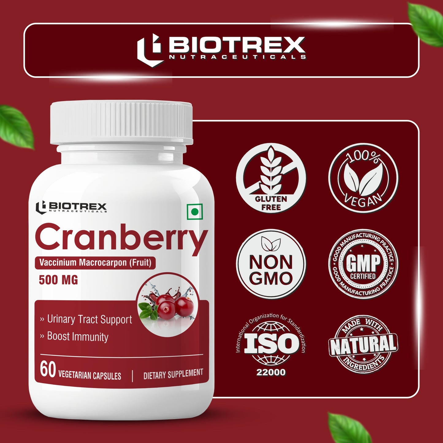Biotrex Cranberry 500mg - 60 Capsules