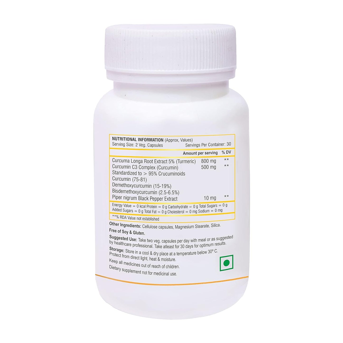 Biotrex Curcumin With Piperine 1310mg Supplement with 95% Curcuminoids, Good For Skin & Joint Pains, Better Absorption, Boost Immunity For Men & Women - 60 Veg Capsules