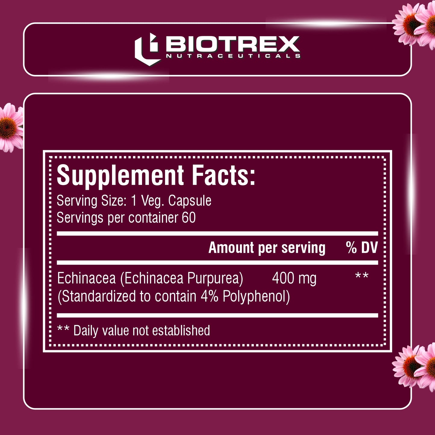 Biotrex Echinacea 400mg - 60 Capsules