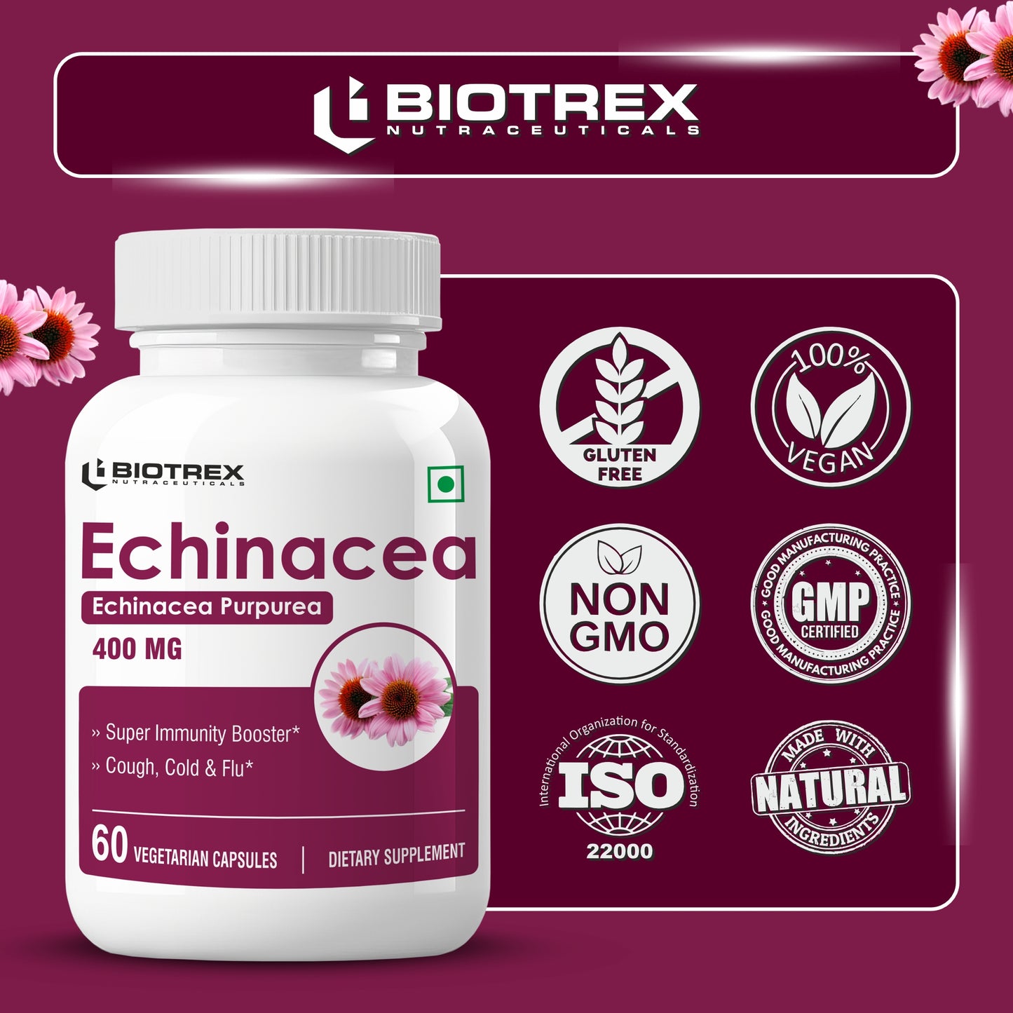 Biotrex Echinacea 400mg - 60 Capsules