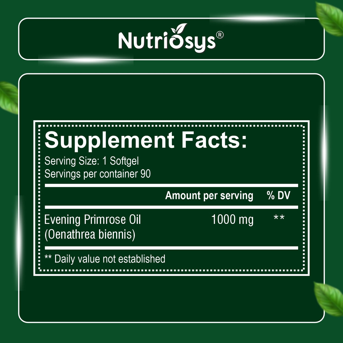 Nutriosys Evening Primrose Oil 1000mg - 90 Softgels