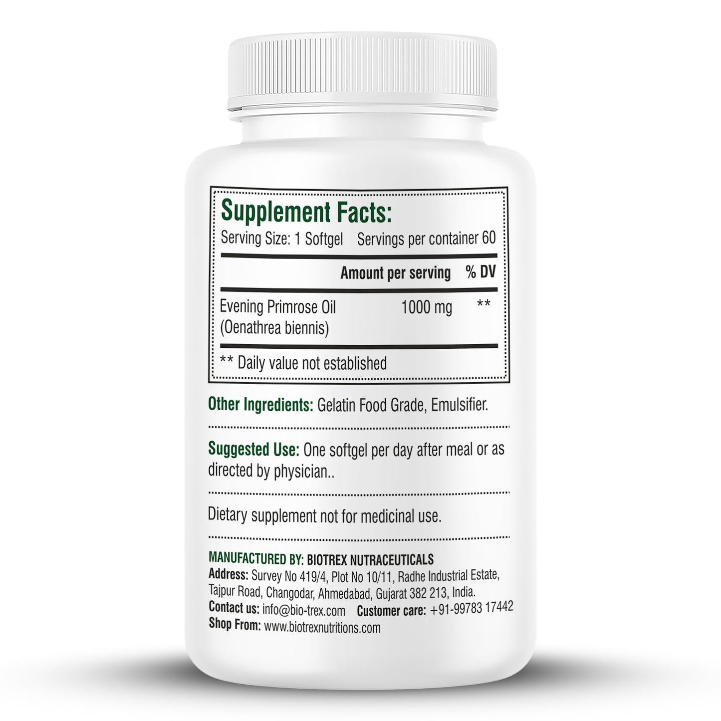 Biotrex Evening Primrose Oil 1000mg - 60 Softgels