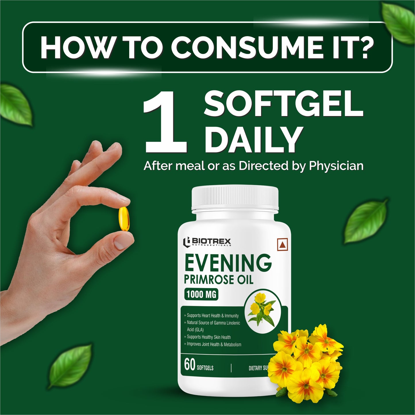 Biotrex Evening Primrose Oil 1000mg - 60 Softgels