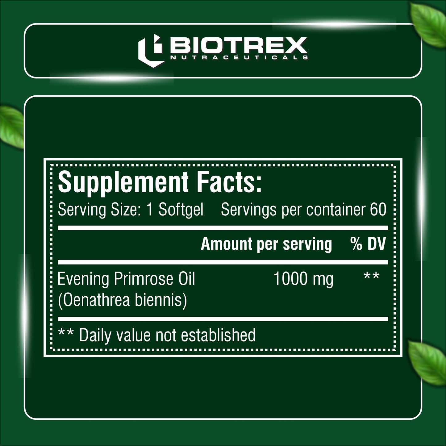 Biotrex Evening Primrose Oil 1000mg - 60 Softgels