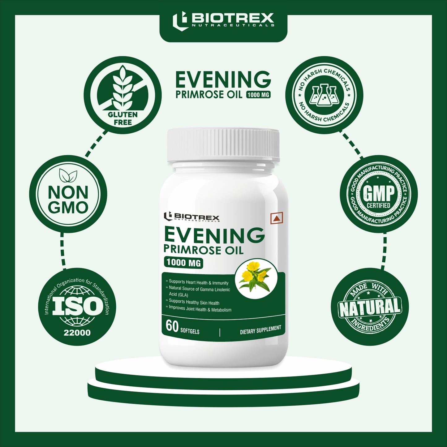 Biotrex Evening Primrose Oil 1000mg - 60 Softgels