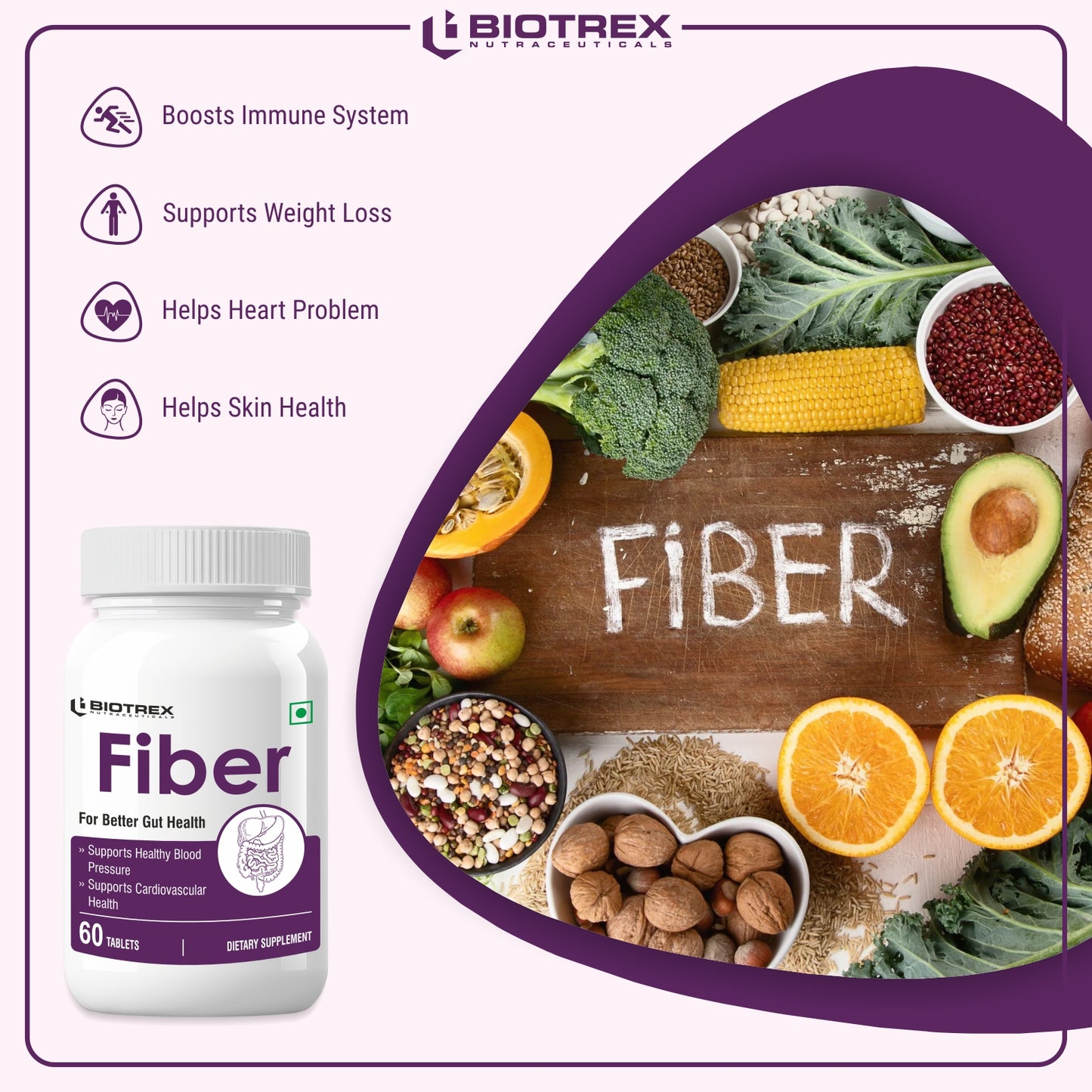 Biotrex Fiber Supplement - 60 Tablets