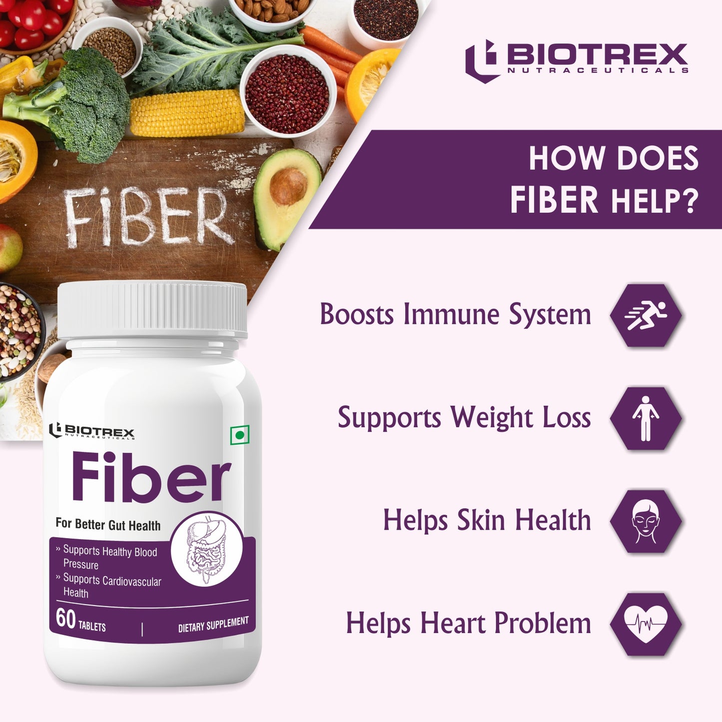 Biotrex Fiber Supplement - 60 Tablets