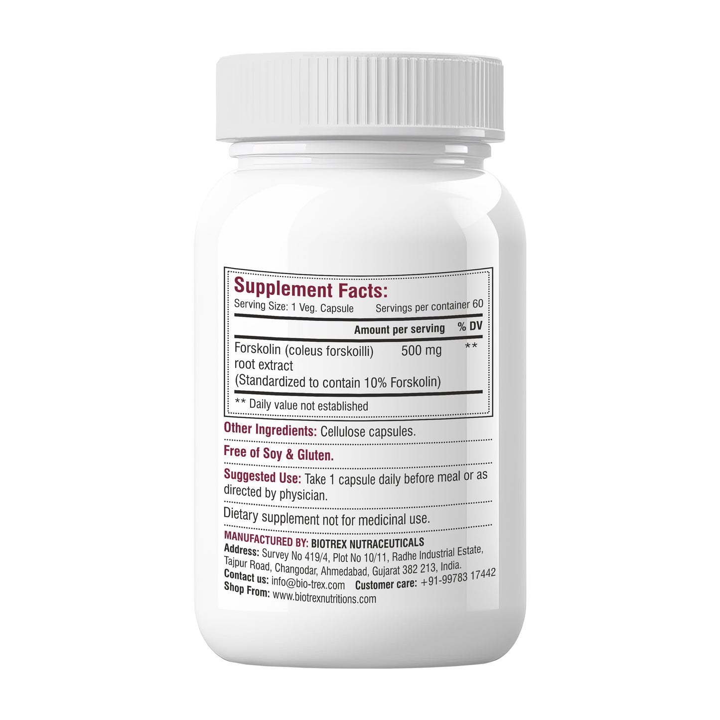 Biotrex Forskolin 500mg- 60 Capsules