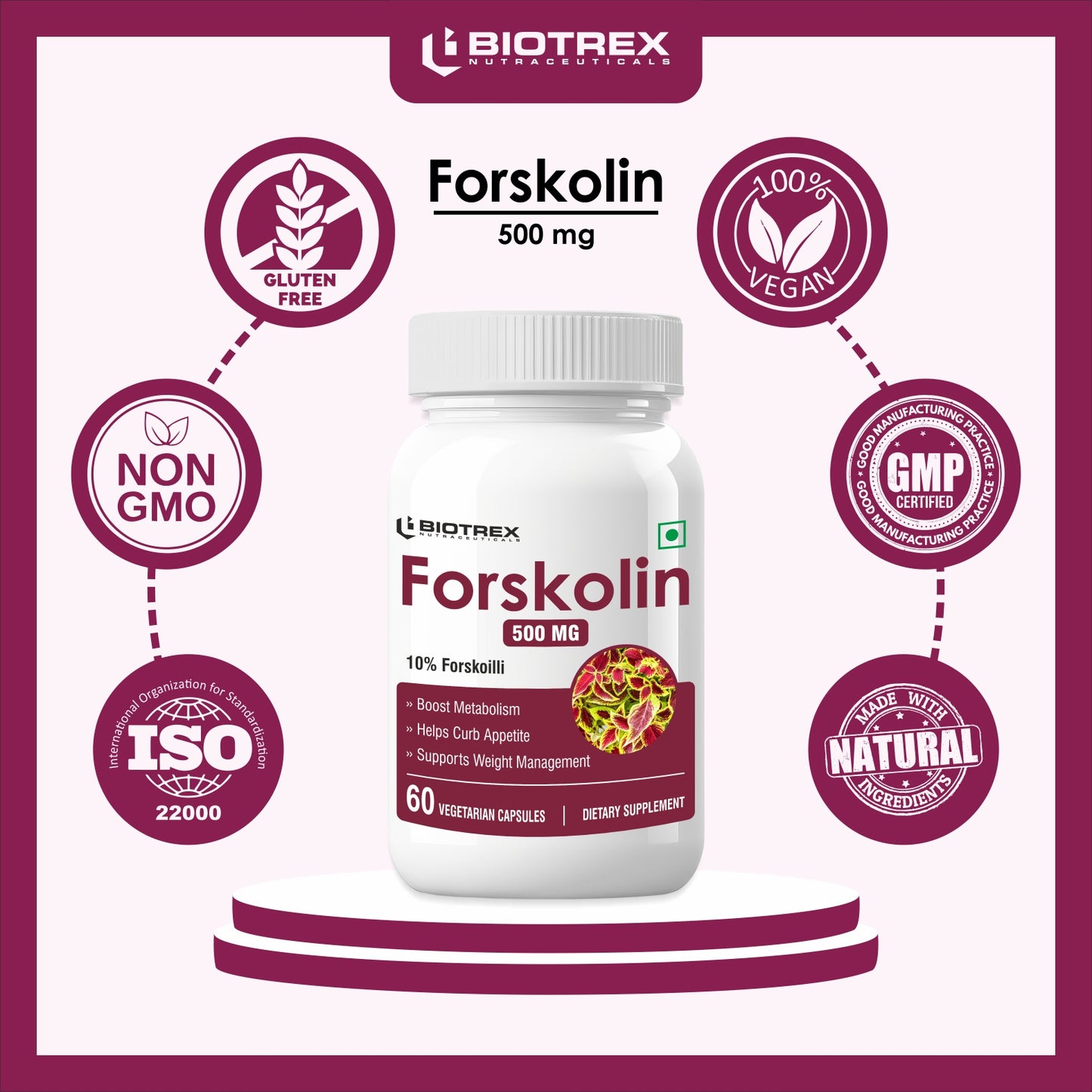 Biotrex Forskolin 500mg- 60 Capsules