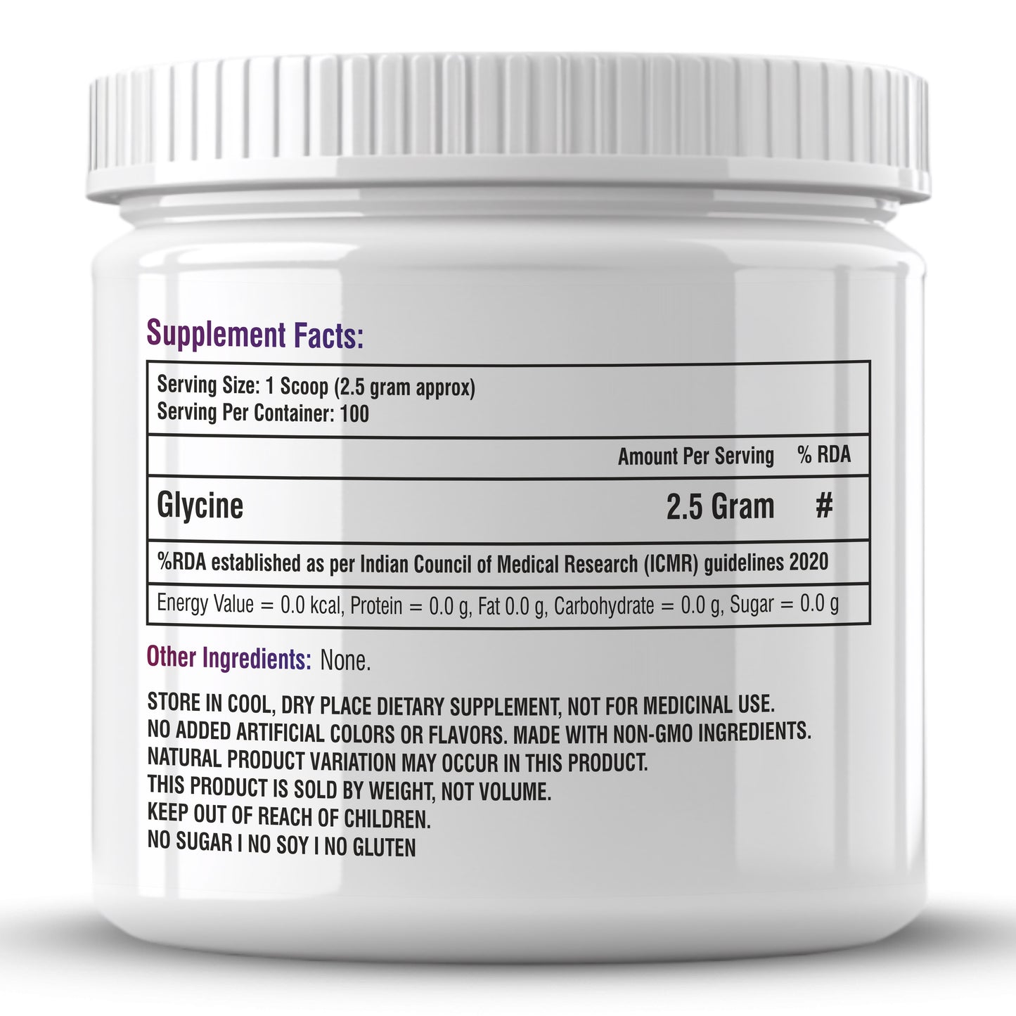 Biotrex Nutraceuticals Glycine Pure Amino Acid Powder | Muscle Recovery & Relaxation | Neurotransmitter Support & Restful Sleep | Enhances Energy & Strength | Unflavoured, Gluten Free - 250 gram (100 Servings)