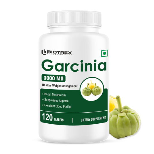 Biotrex Garcinia Cambogia 3000mg 60% HCA With 6mg Piperine, Supports Metabolism & Enery Levels, Healthy Weight Management - 120 Tablets