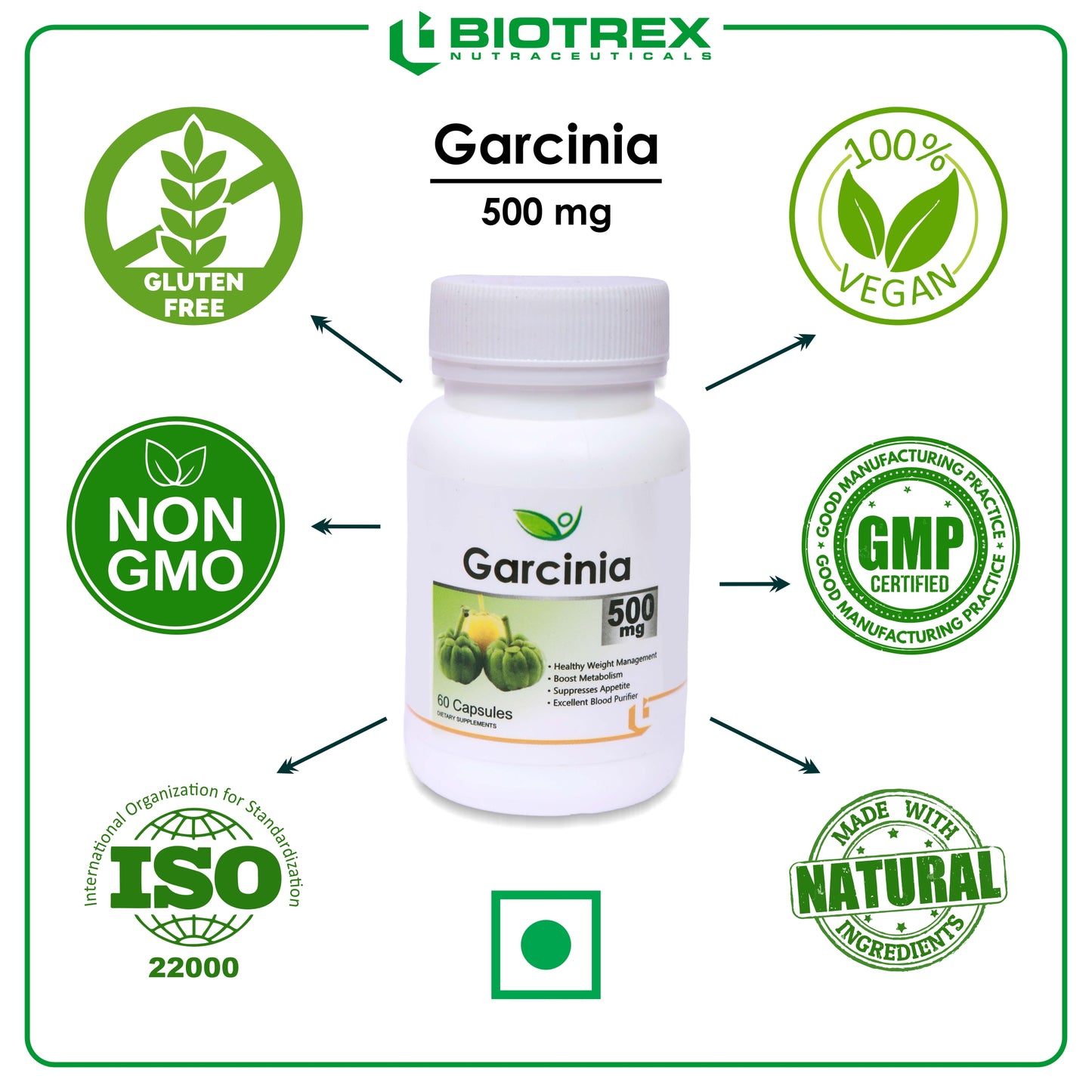 Biotrex Garcinia 500mg - 60 Capsules