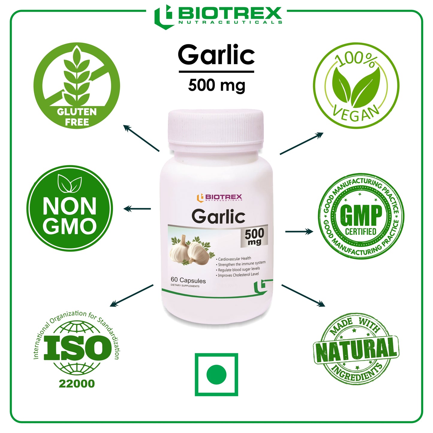 Biotrex Garlic 500mg - 60 Capsules