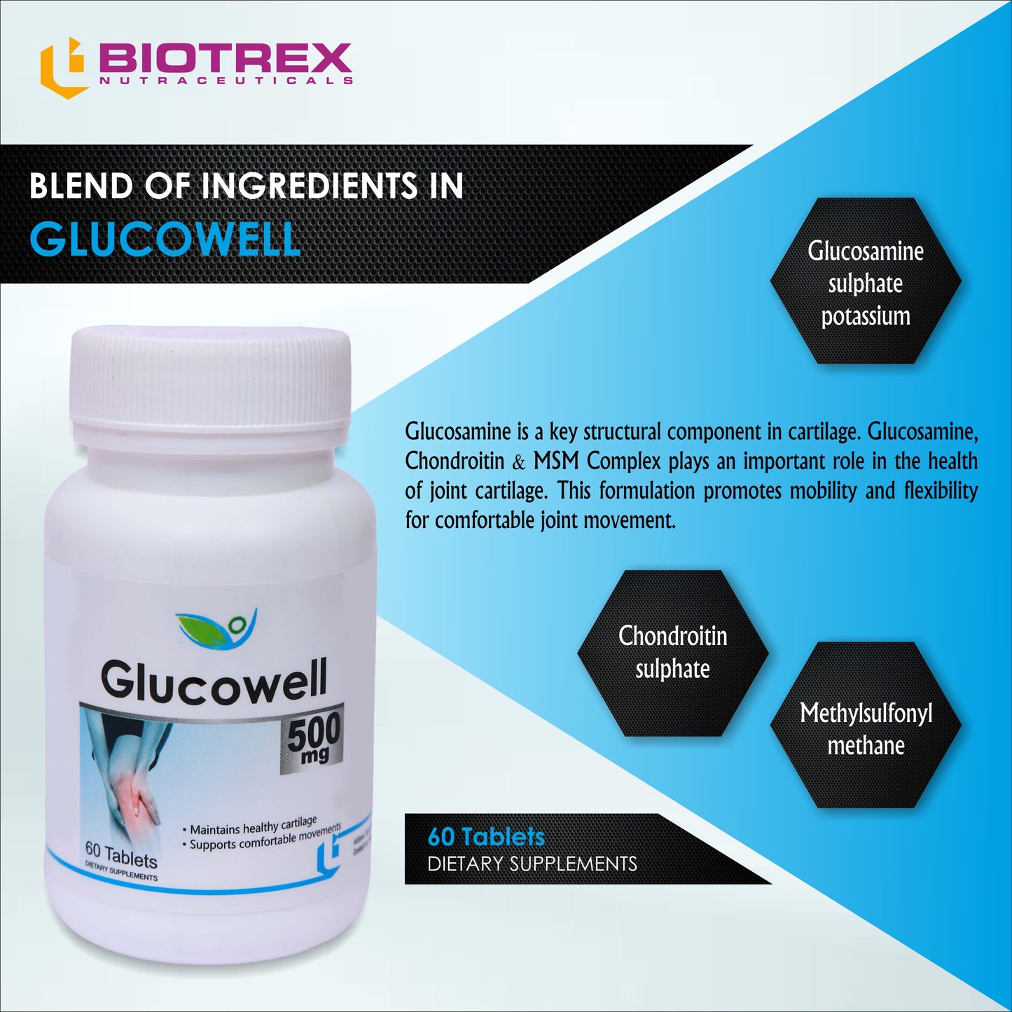 Biotrex Glucowell 500mg - 60 Tablets