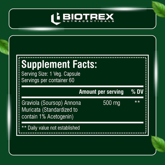Biotrex Graviola 500mg - 60 Capsules