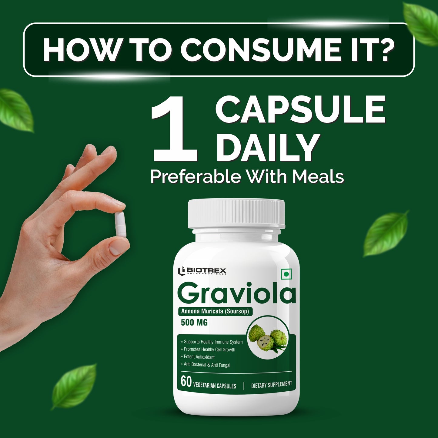 Biotrex Graviola 500mg - 60 Capsules