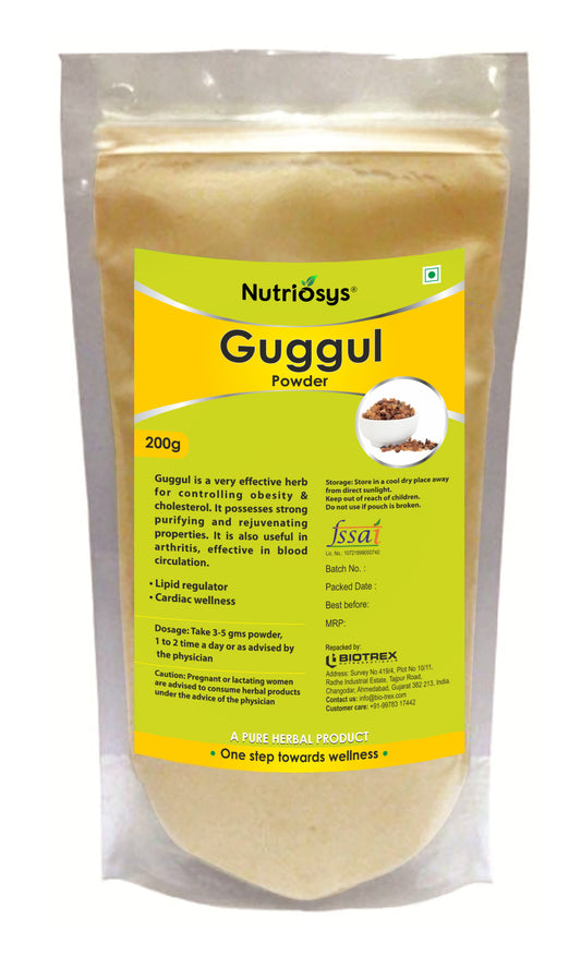 Nutriosys Guggul Herbal Powder - 200gram, Reduce Cholesterol, Helps In Weight Managment