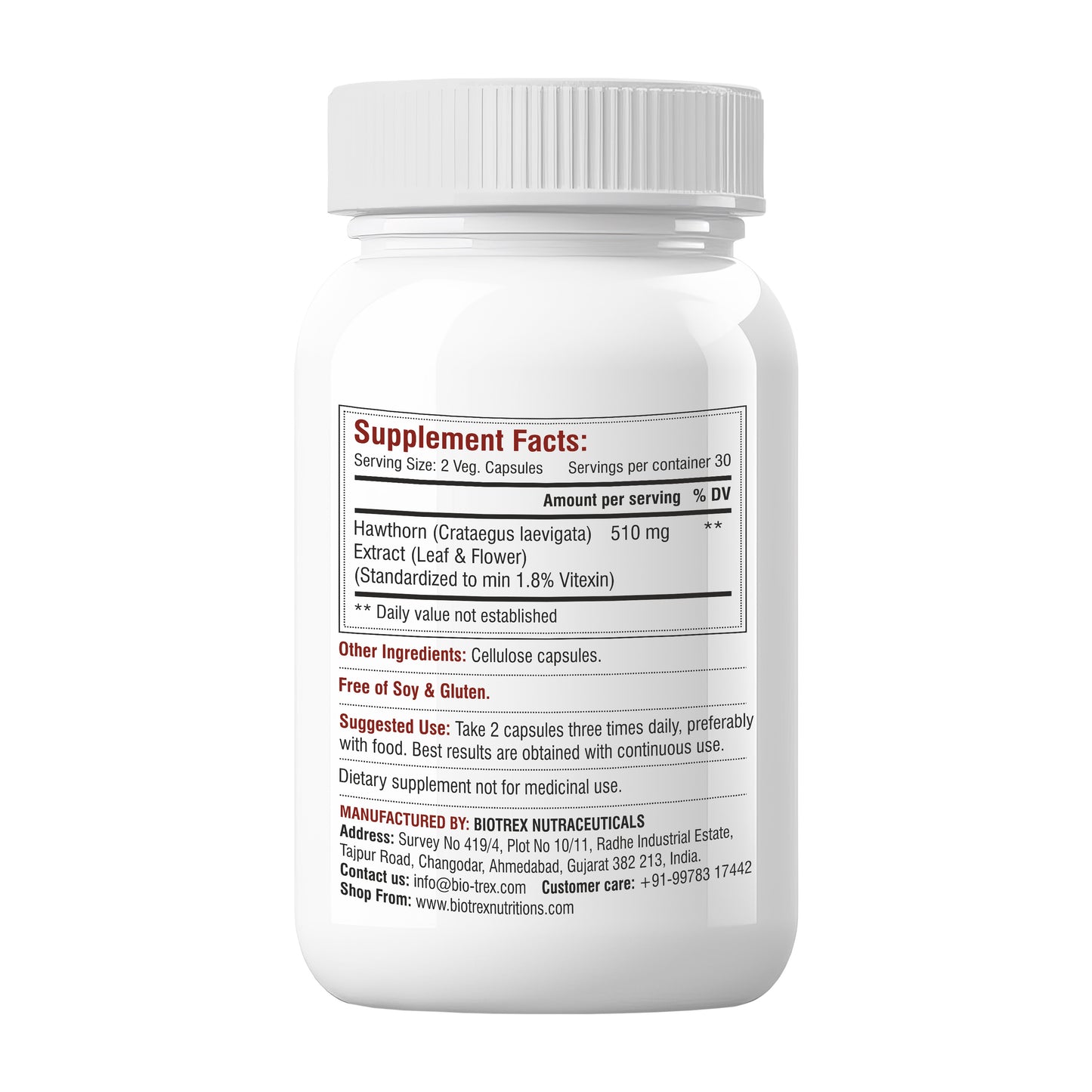 Biotrex Hawthorn Berry 510mg - 60 Capsules