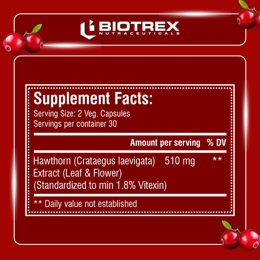 Biotrex Hawthorn Berry 510mg - 60 Capsules