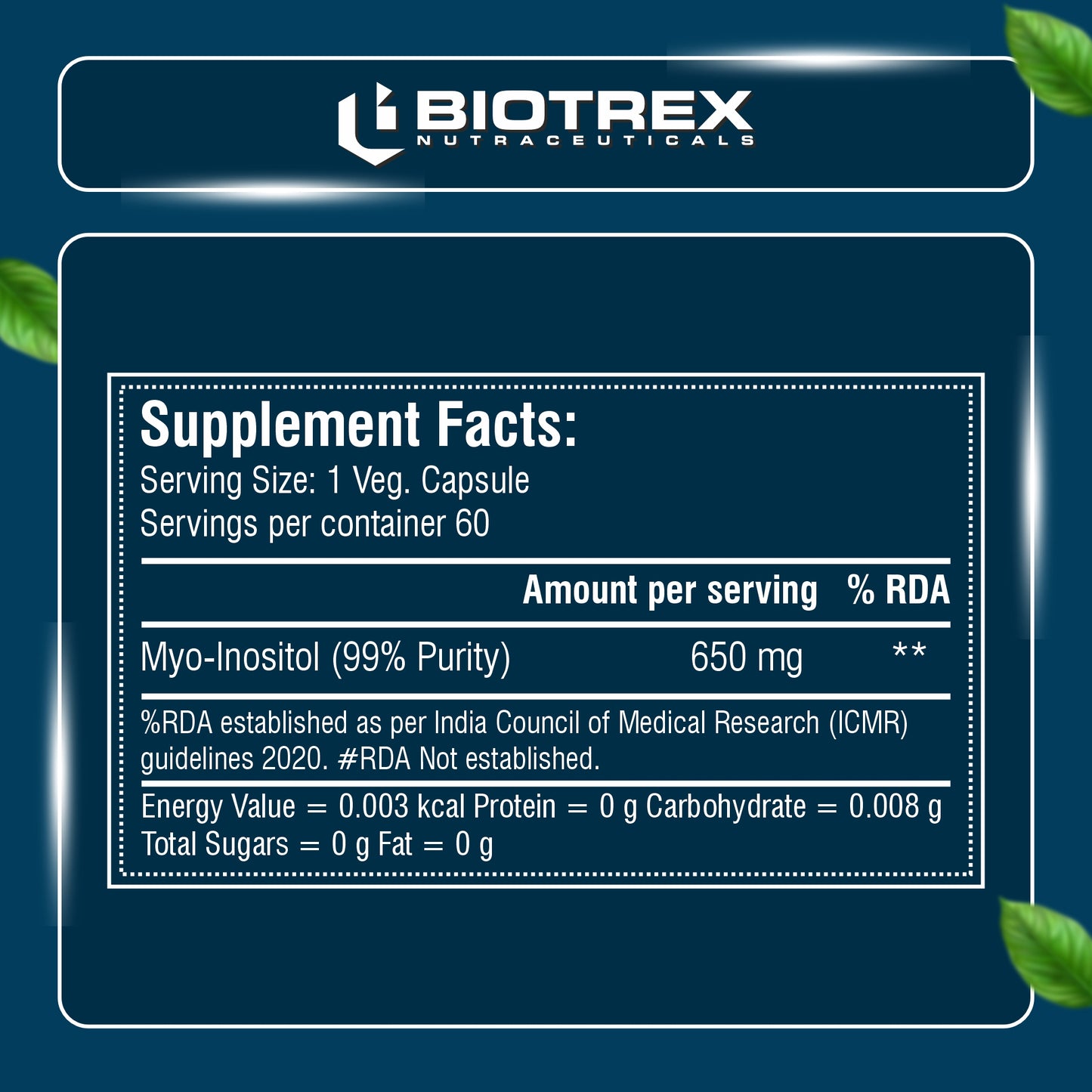 Biotrex Inositol 650mg - 60 Capsules