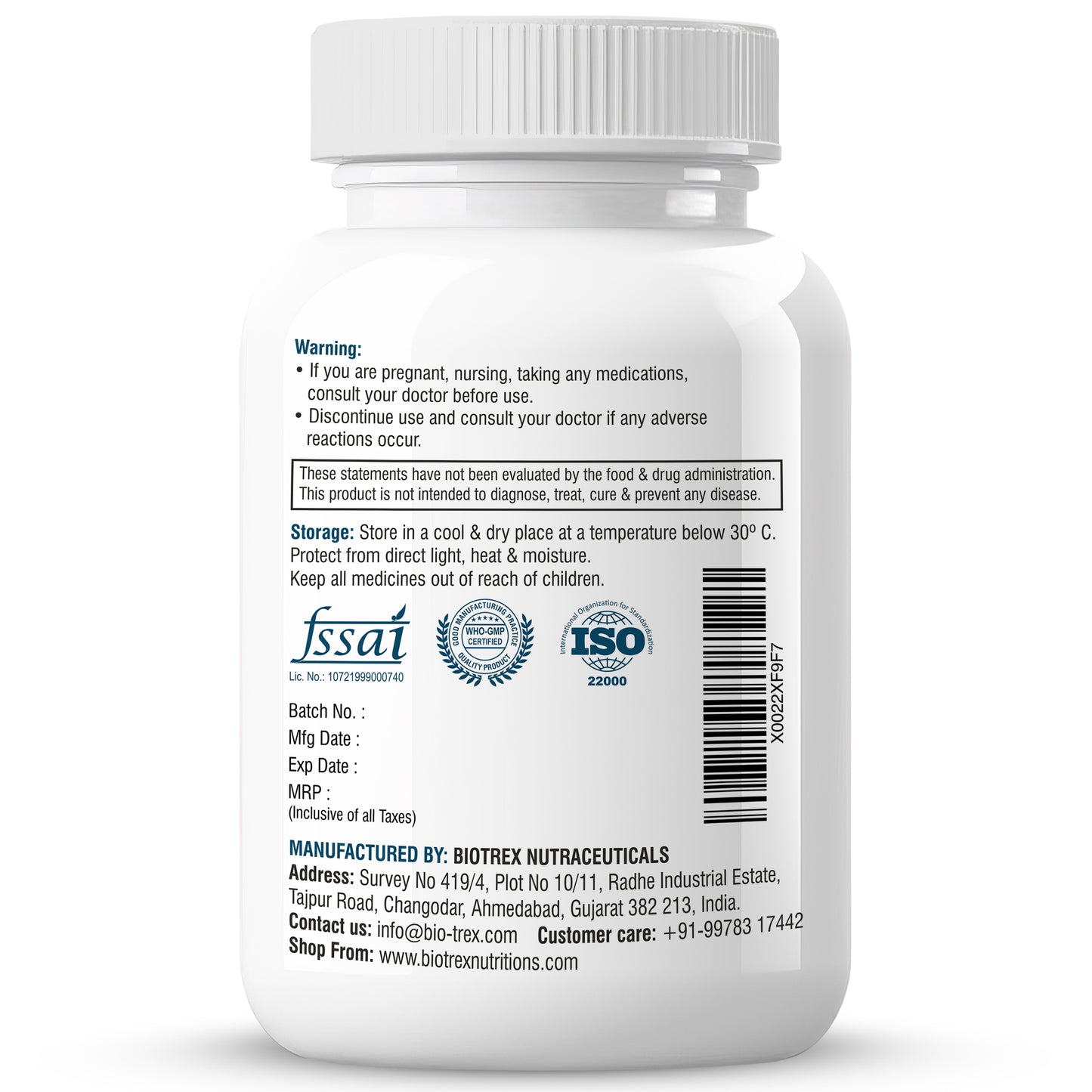 Biotrex Inositol and Choline Complex With Vitamin B Complex Vitamin B1, B2, B3, B5, B6, B7, B9 & B12, Enriched With High Purity, Advanced Nervous System & Fatty Acid - 60 Veg Capsules