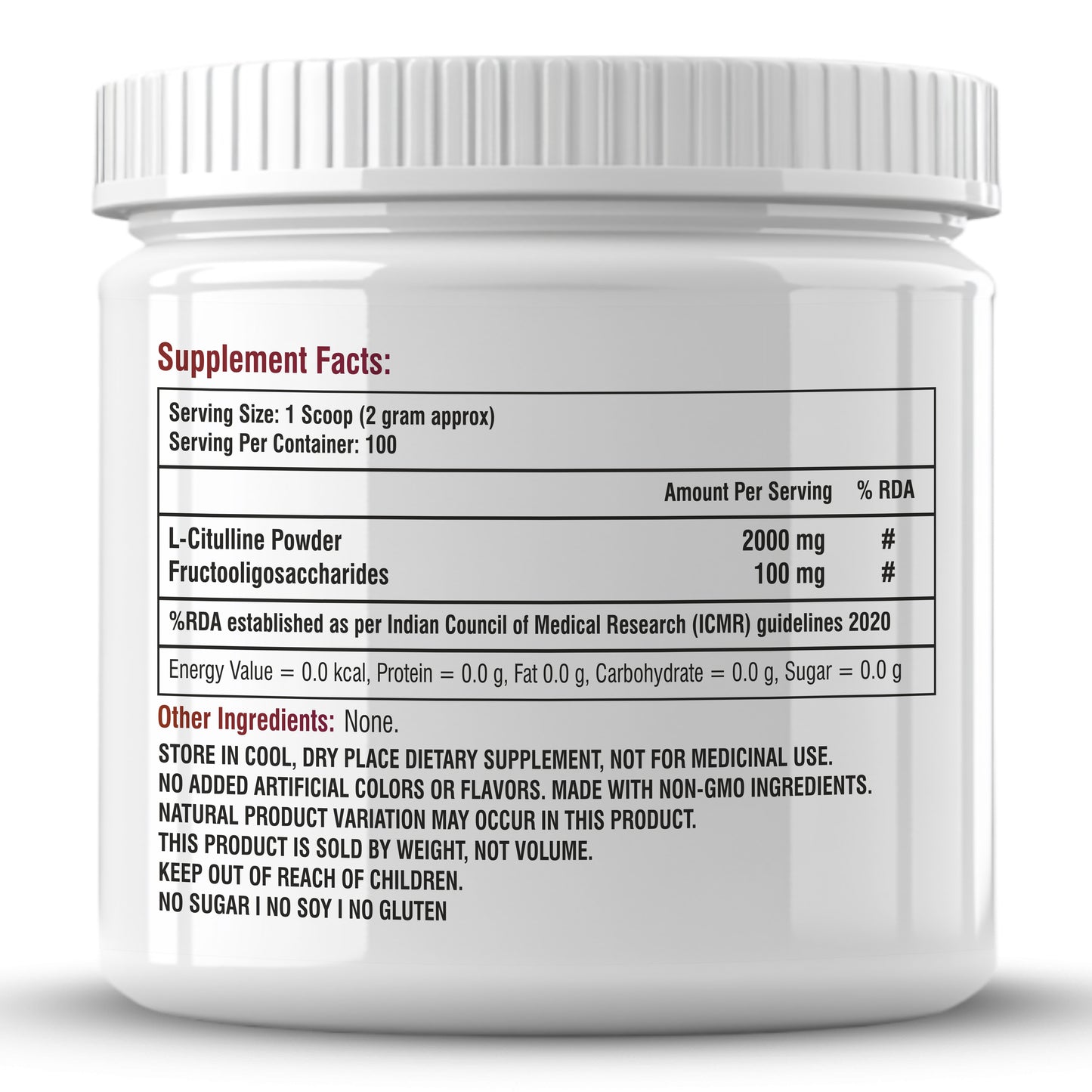 Biotrex Nutraceuticals L Citrulline Powder 2000mg | Supports Endurance & Muscle Pump | Production of Creatine | Enhances Athletic Performance | Unflavoured - 200Gram (100 Servings)