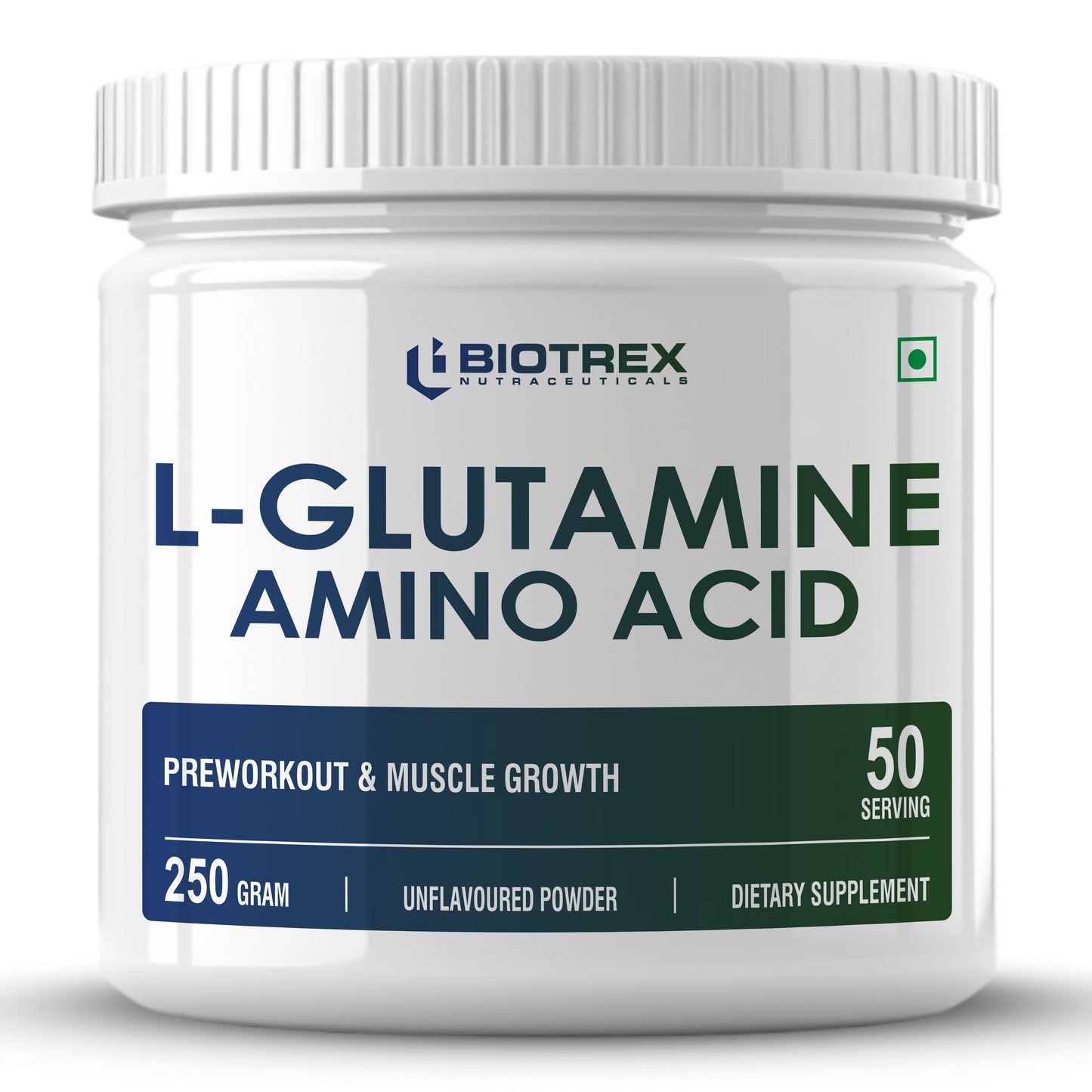 Biotrex L Glutamine Amino Acid Powder 5000mg Per Serving | Preworkout & Muscle Growth | Immune & Gut Health | Enhances Endurance | Unflavoured - 250Gram (50 Serving)
