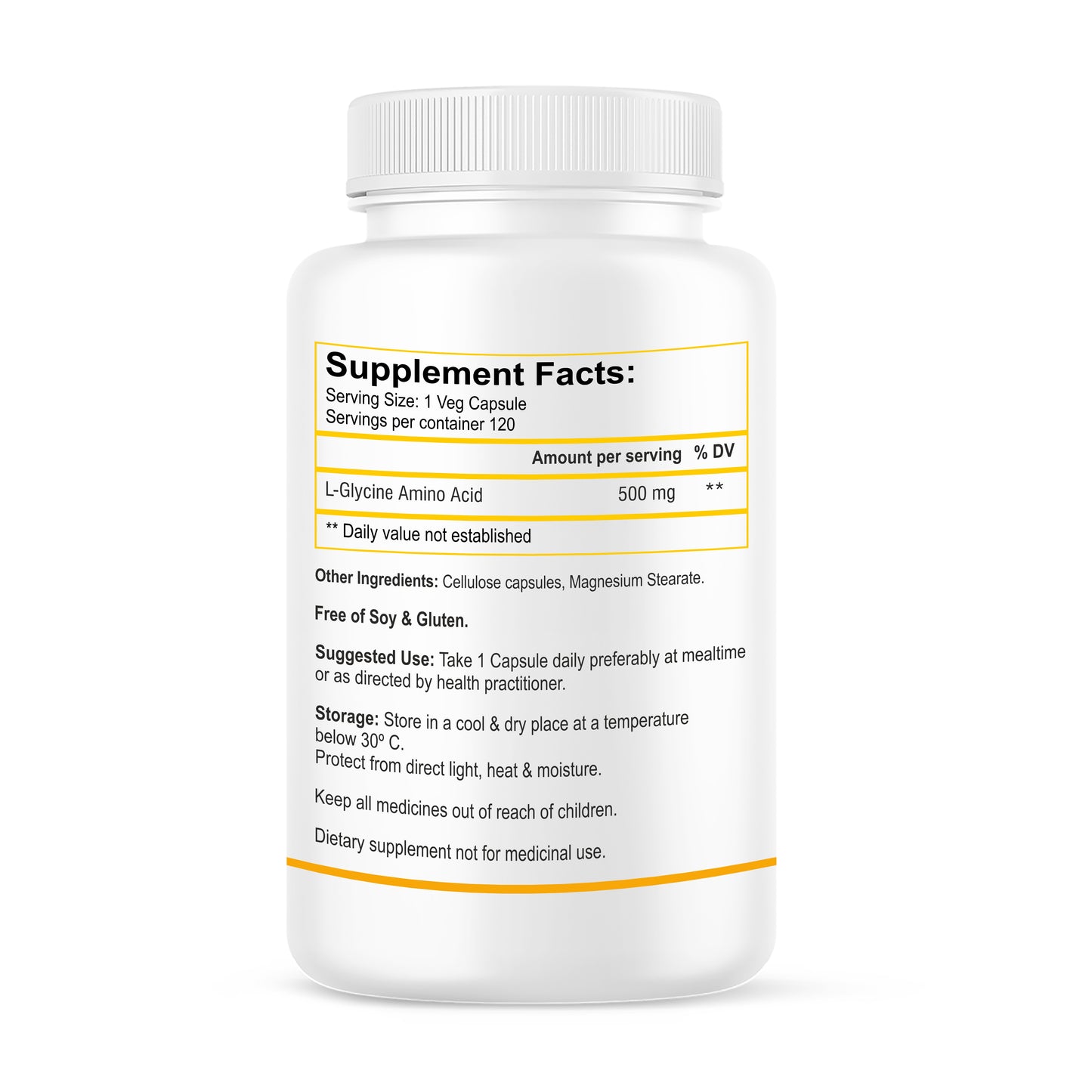 Biotrex L-Glycine Amino Acid 500mg 120veg capsules
