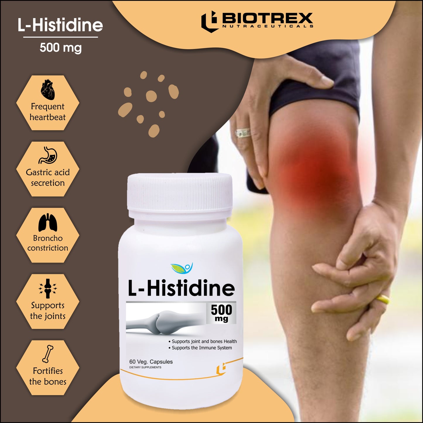Biotrex L-Histidine 500mg  - 60 Capsules