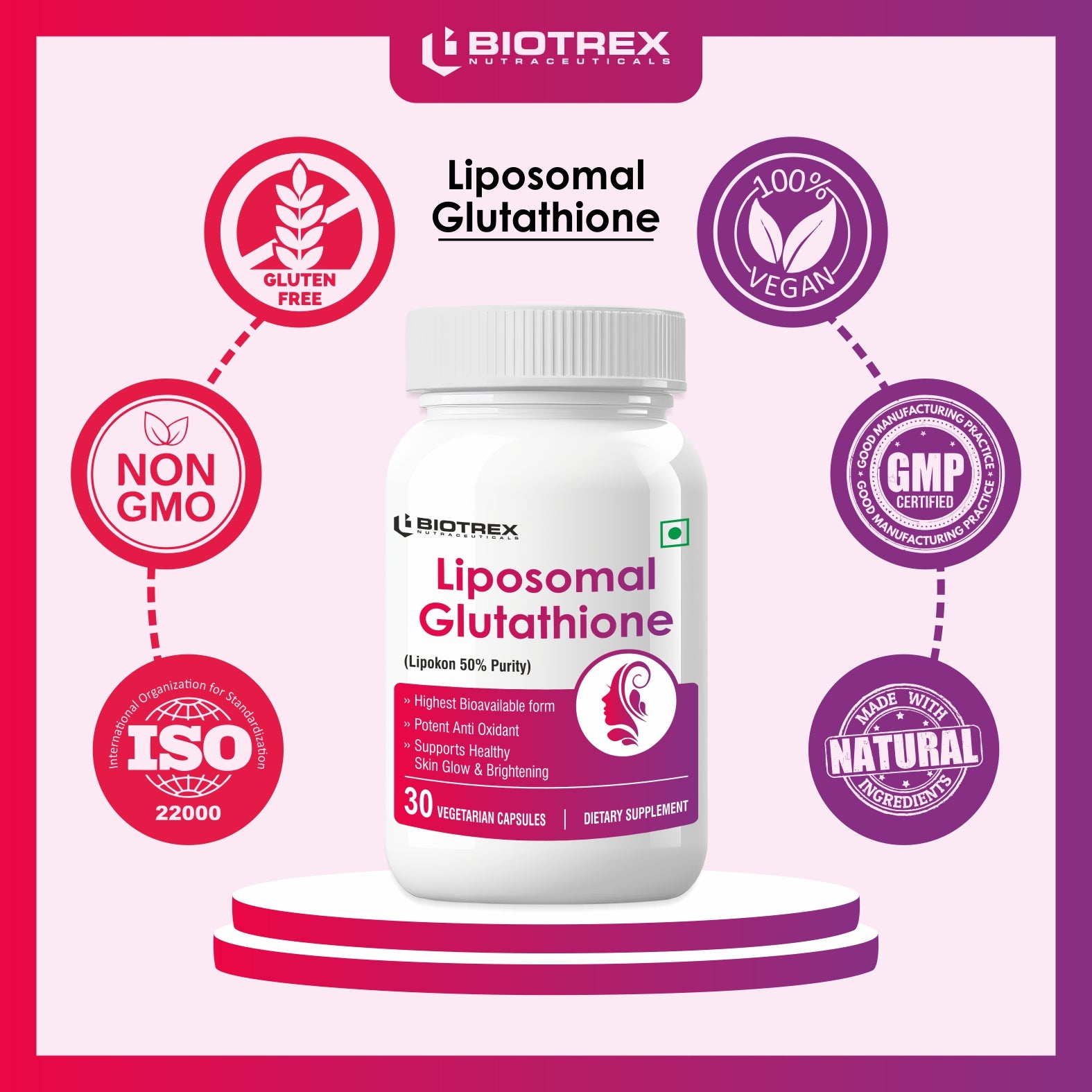 Biotrex Liposomal Glutathione Supports Healthy Skin Health, High Purit BIOTREX NUTRACEUTICALS Biotrex Liposomal Glutathione Supports Healthy Skin Health, High Purit BIOTREX NUTRACEUTICALS