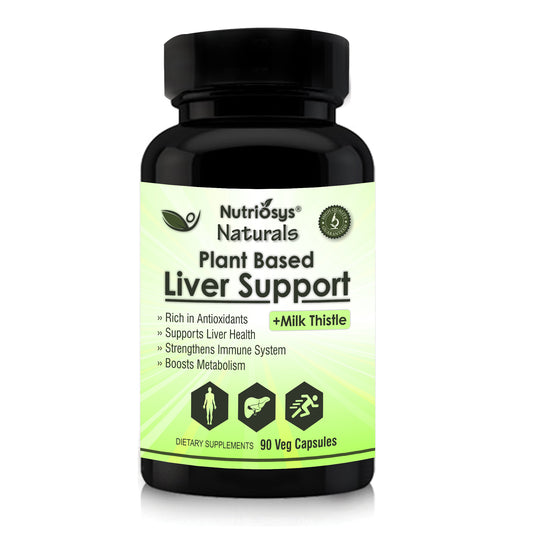 Nutriosys Naturals Plant Based Liver Support Supplement With Milk Thistle, Turmeric, Dandelion Root, Ginger, Radish, Green Tea, Beetroot | 90 Veg Capsules