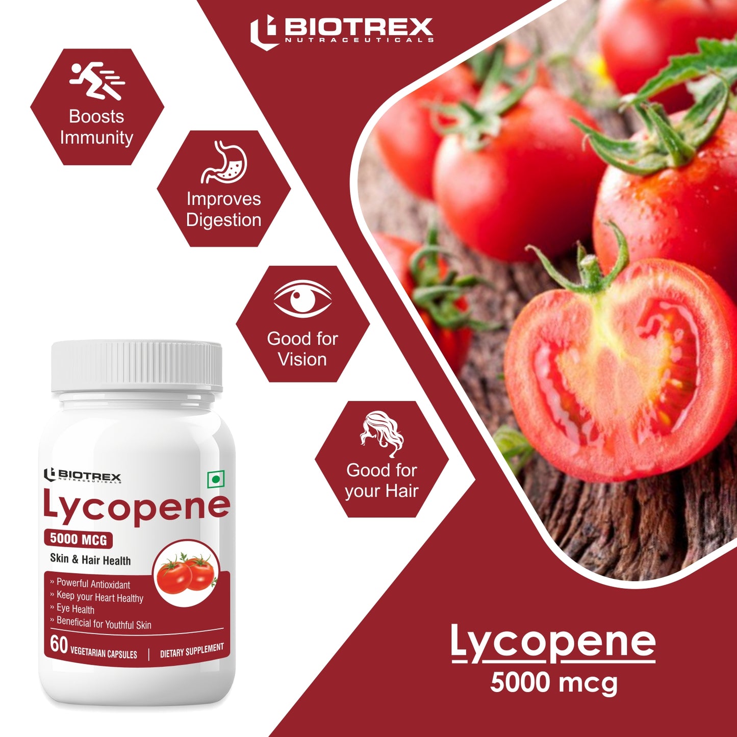 Biotrex Lycopene 5000mcg - 60 Capsules