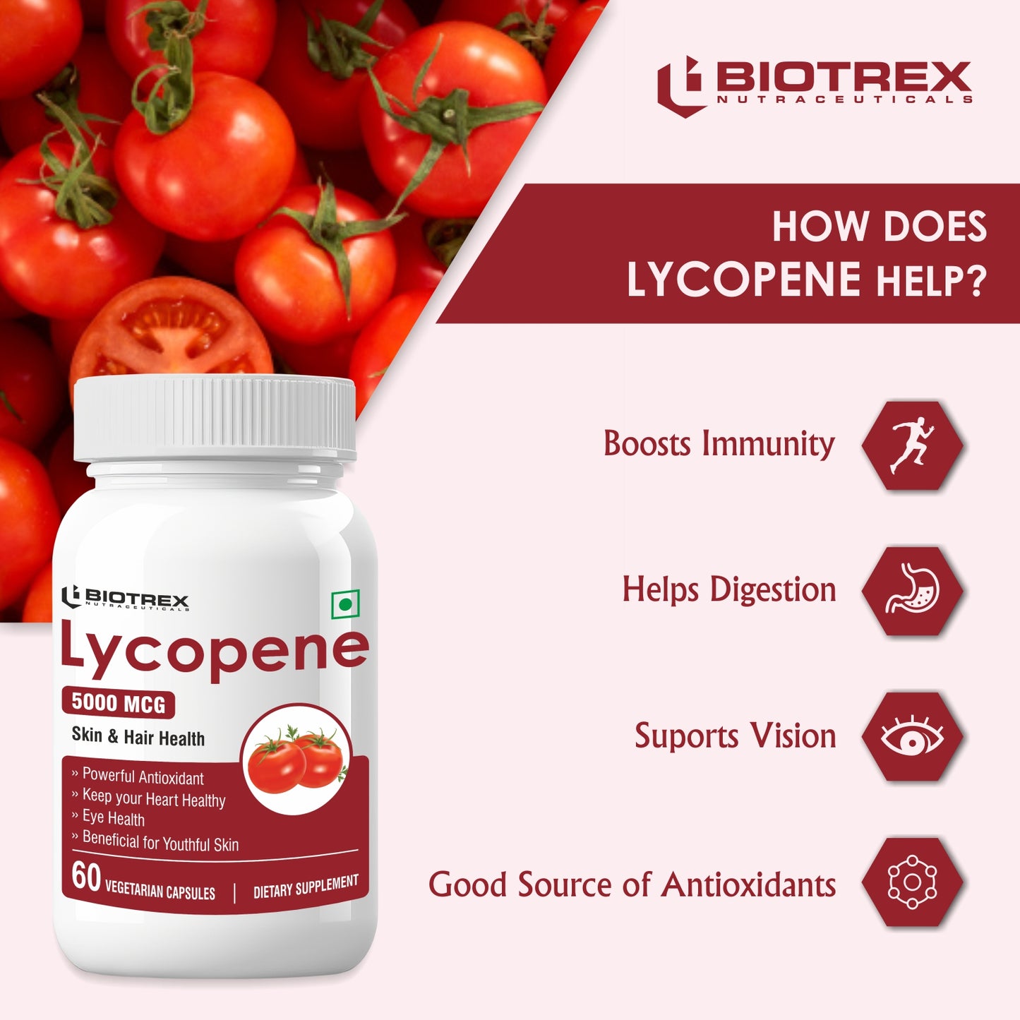 Biotrex Lycopene 5000mcg - 60 Capsules