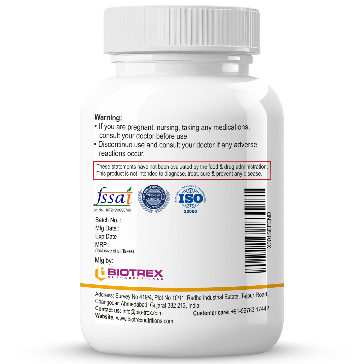 Biotrex Magnesium Glycinate 60 Veg Capsules, Supports Bone Health, Nerve & Muscle Function
