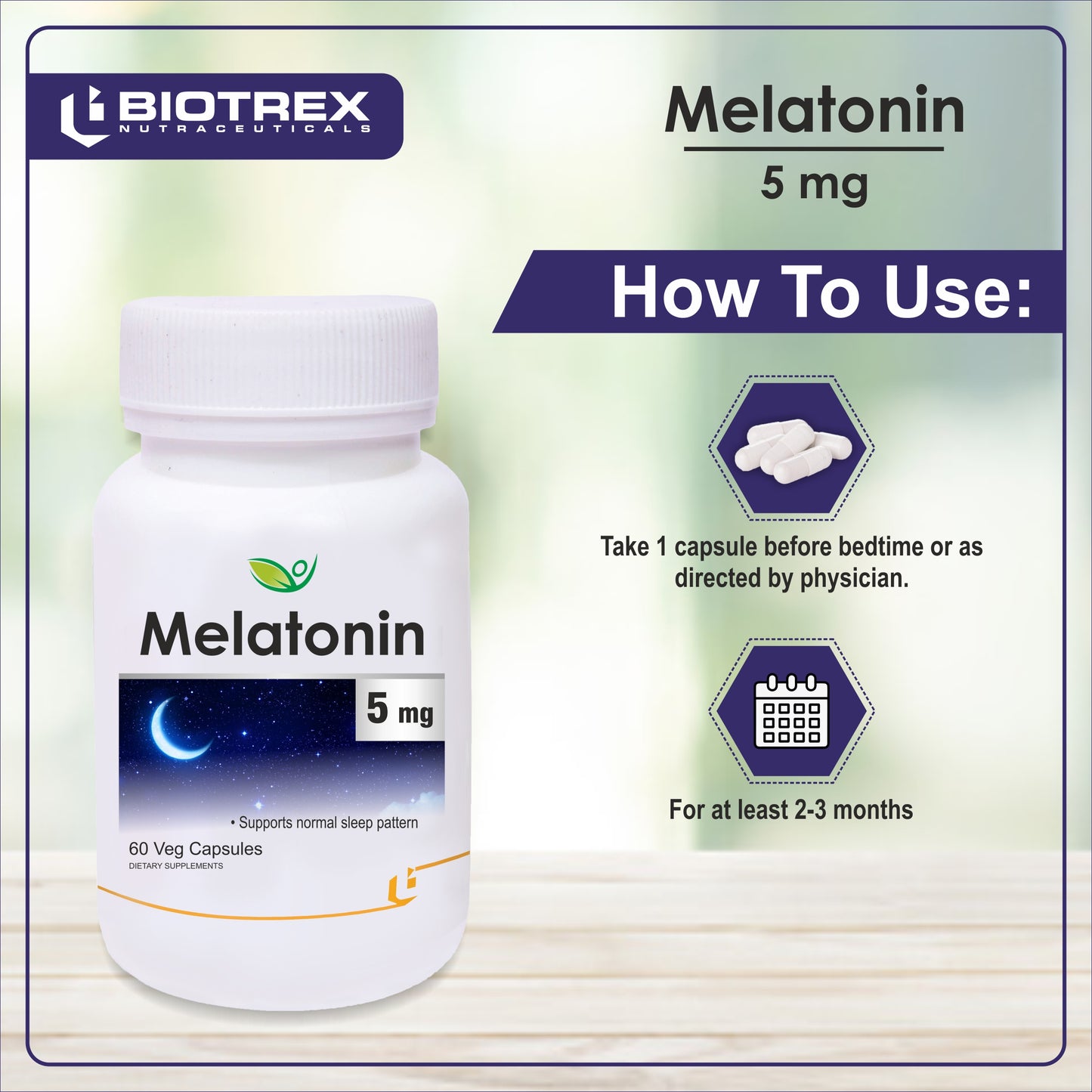 Biotrex Melatonin 5mg - 60 Capsules