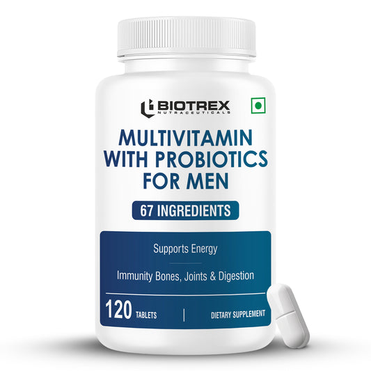 Biotrex Nutraceuticals Multivitamin With Probiotics For Men | 67 Vital Nutrients | Daily 100% RDA | Enhances Energy & Immunity | Overall Well Being & Better Health | Purity Tested - 120 Tablets