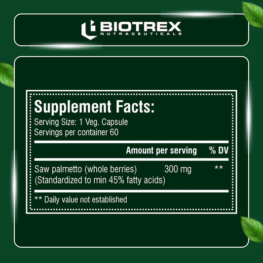 Biotrex Saw palmetto 300mg - 60 Capsules