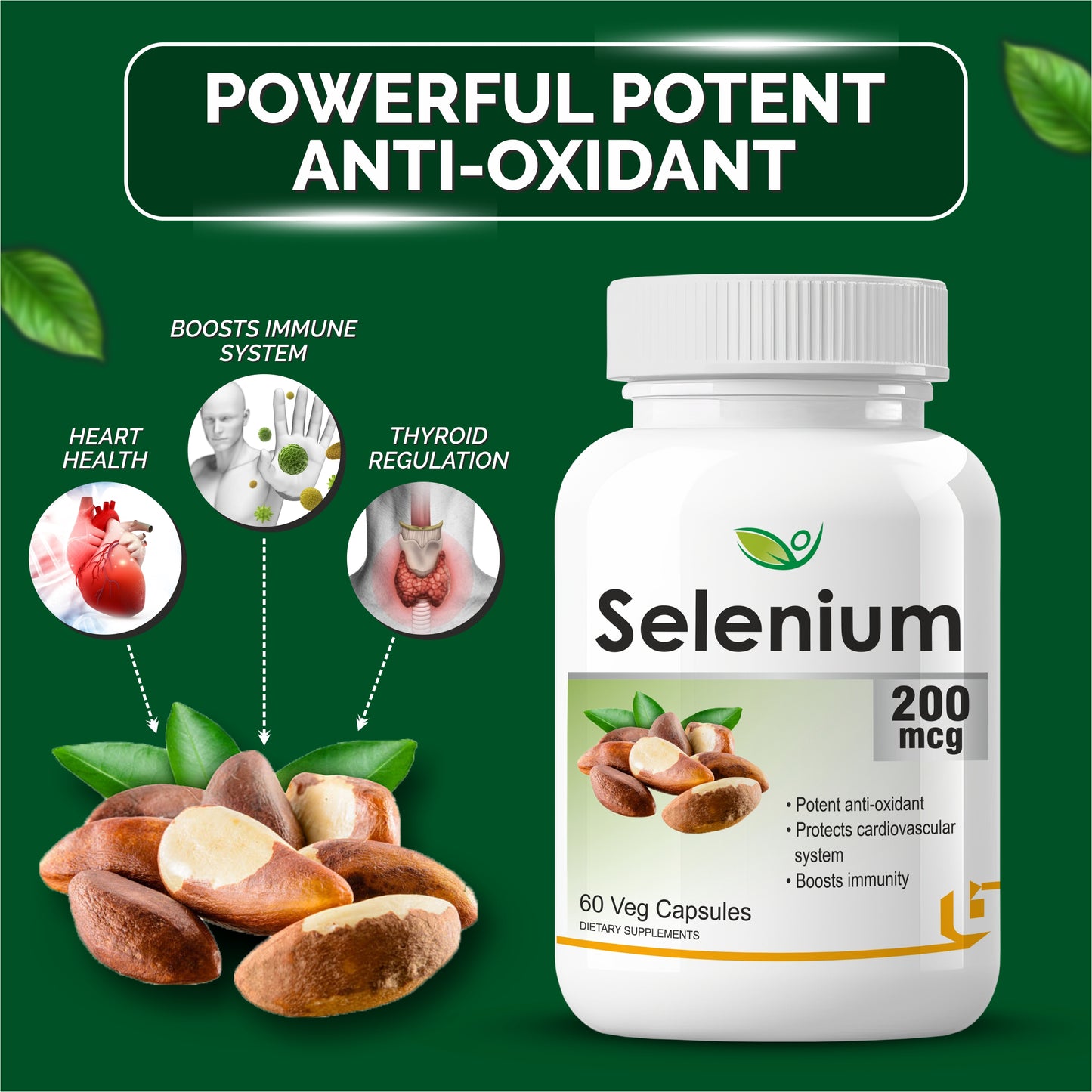 Biotrex Selenium 200mcg - 60 Capsules Immune System Support, Thyroid Function & Cardiovascular Health